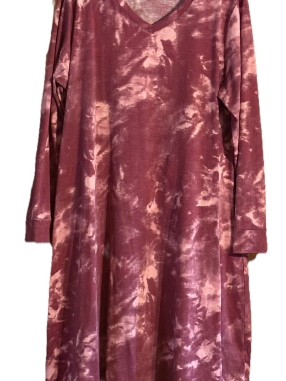 LULAROE Emily Dress Long Sleeves Wine Tie Dye 2X